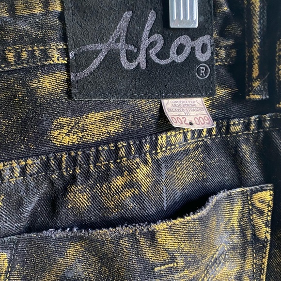 New Rare Rapper TI Akoo Y2K Gold Metallic and Black HipHop Streetwear Jeans 38 - Picture 13 of 15